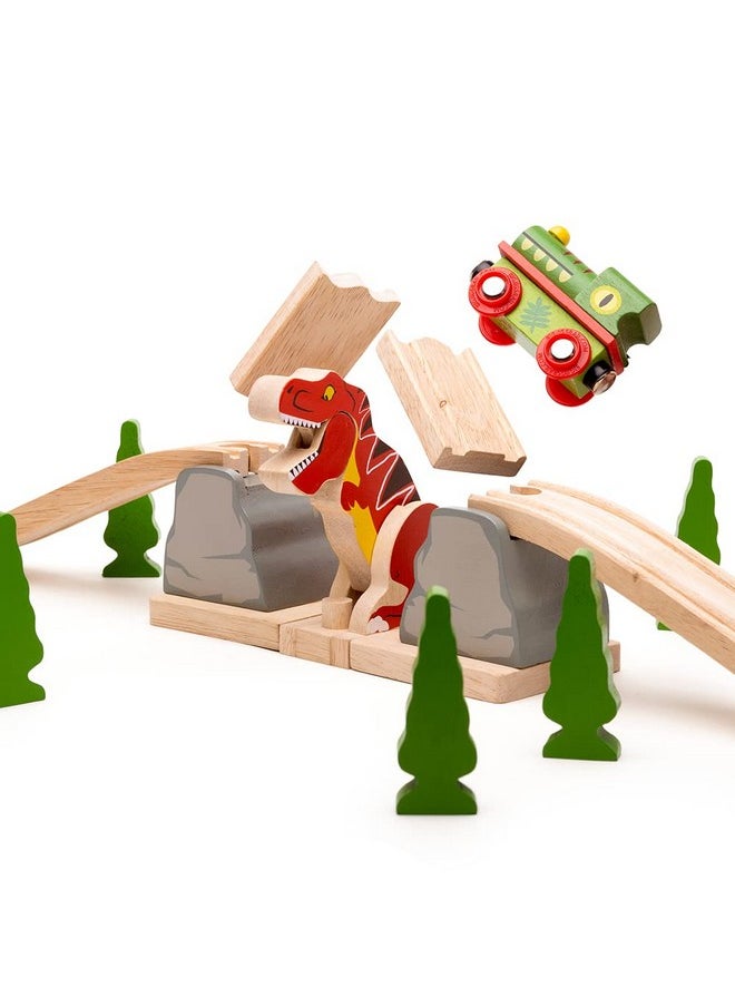 , T-Rex Bursting Bridge, Wooden Toys, Dinosaur Toys, Bigjigs Train Accessories, Dinosaur Track, Wooden Train Sets, Trains For Kids, Bigjigs Trains