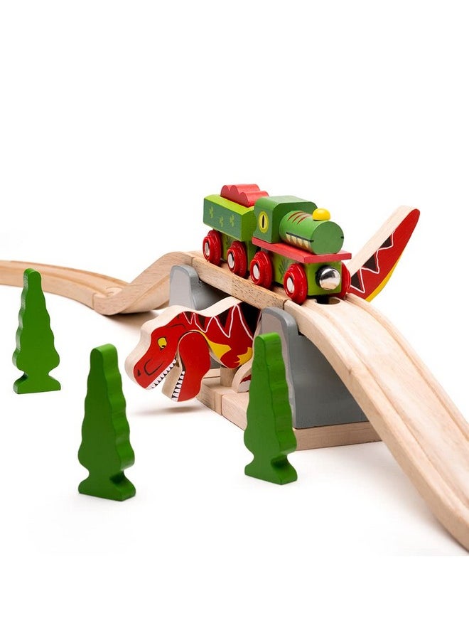 , T-Rex Bursting Bridge, Wooden Toys, Dinosaur Toys, Bigjigs Train Accessories, Dinosaur Track, Wooden Train Sets, Trains For Kids, Bigjigs Trains