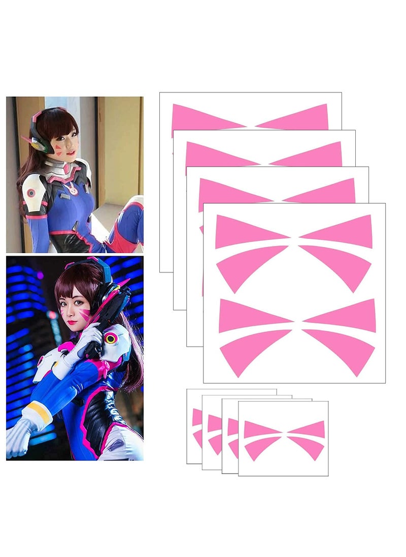 Cosplay Face Temporary Tattoos 12 Tattoos Overwatch DVa Face Tattoo Stickers 2 Sizes Pink