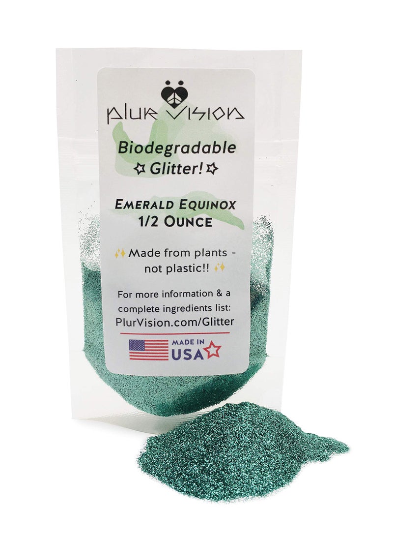 Emerald Equinox Biodegradable Glitter 12 Ounce  Made from Plant Cellulose Earth Friendly Perfect for Body Cosmetics Crafts DIY Projects Can be Mixed with Lotions Gels Oils Face Paint