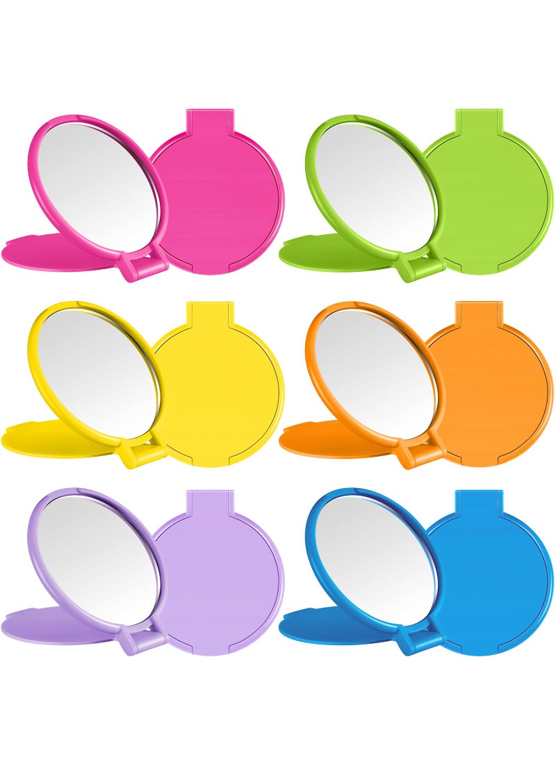 Jetec Compact Mirrors Bulk Gifts Mini Vintage Travel Round Folding Mirrors Small Portable Pocket for Women Gifts Party FavorsBright Colors6 Pieces