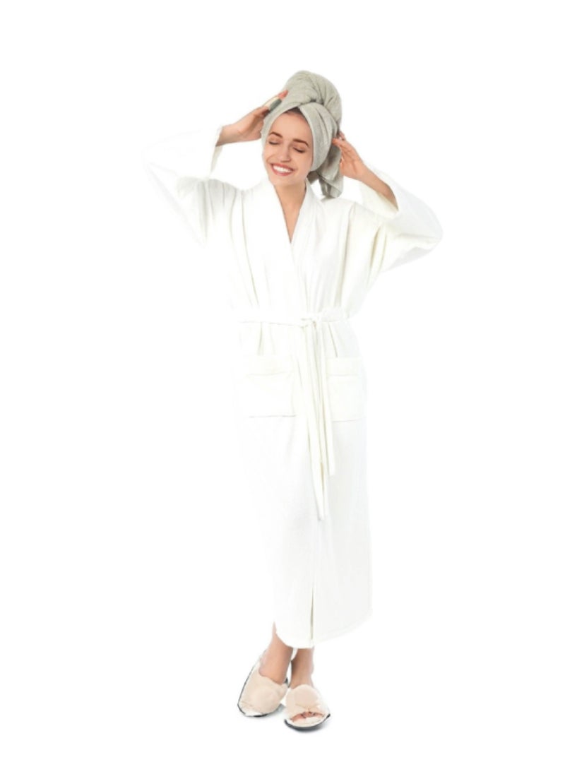 Luxury Bathrobes & Loungewear - Ultra-Soft & Stylish Comfort - Chic White Adult Bathrobe - High Water Absorption, Ultra-Soft, Lightweight, and Made from Finest Coral Fleece - Stylish Design with Wide Sleeves and Long Length for Maximum Comfort