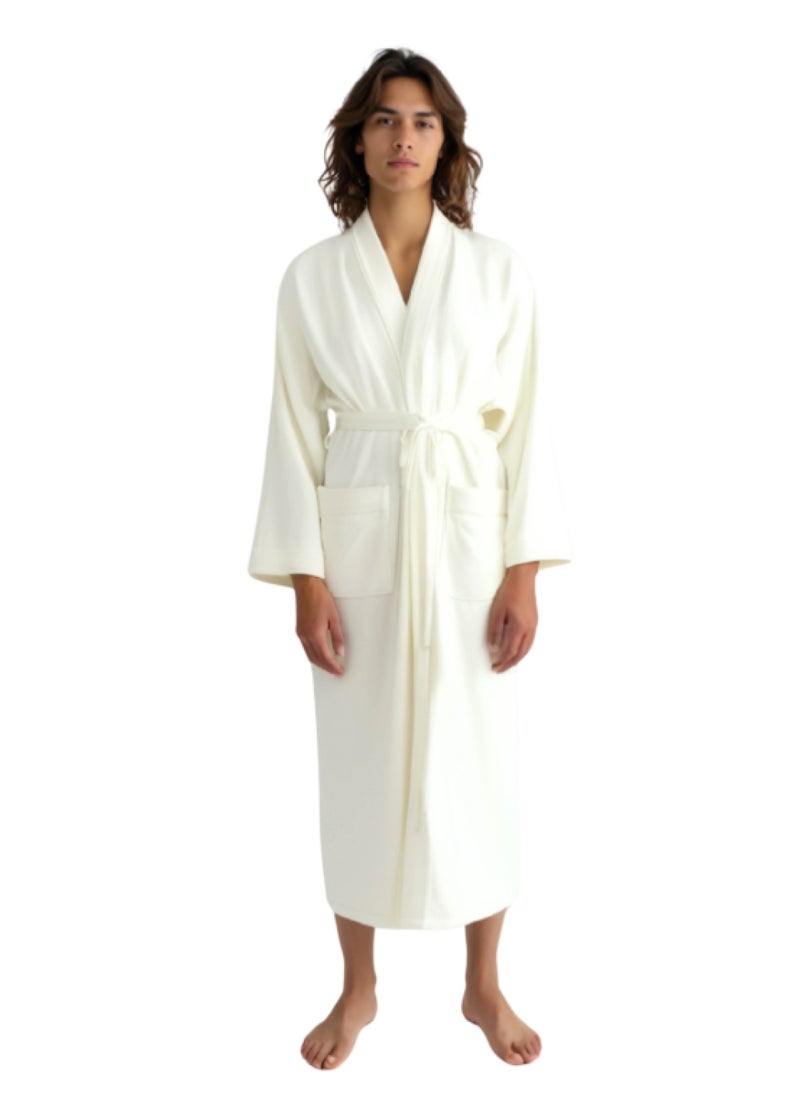 Luxury Bathrobes & Loungewear - Ultra-Soft & Stylish Comfort - Chic White Adult Bathrobe - High Water Absorption, Ultra-Soft, Lightweight, and Made from Finest Coral Fleece - Stylish Design with Wide Sleeves and Long Length for Maximum Comfort