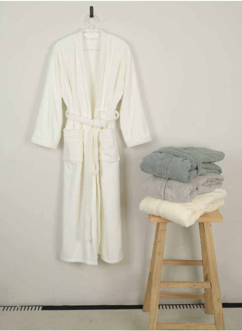 Luxury Bathrobes & Loungewear - Ultra-Soft & Stylish Comfort - Chic White Adult Bathrobe - High Water Absorption, Ultra-Soft, Lightweight, and Made from Finest Coral Fleece - Stylish Design with Wide Sleeves and Long Length for Maximum Comfort