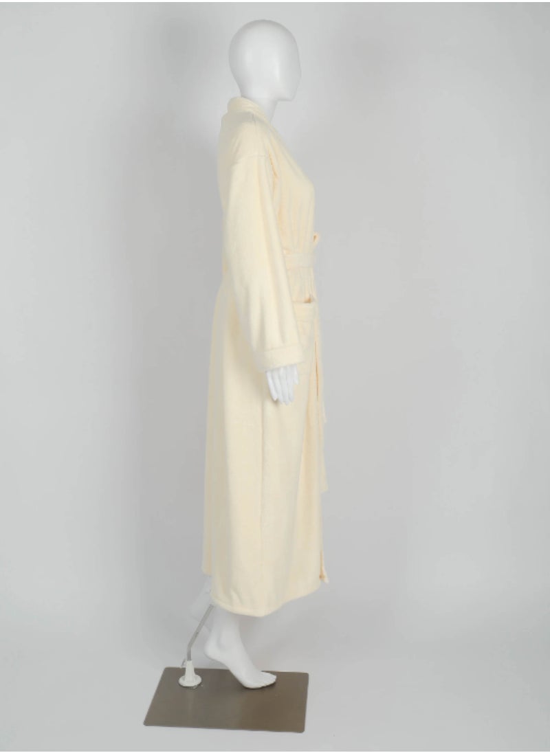 Luxury Bathrobes & Loungewear - Dune Beige Bathrobe - Luxurious Oatmeal Adult Bathrobe - High Water Absorption, Ultra-Soft, Lightweight, and Made from Finest Coral Fleece - Trendy Wide Sleeves and Long Length for Everyday Elegance