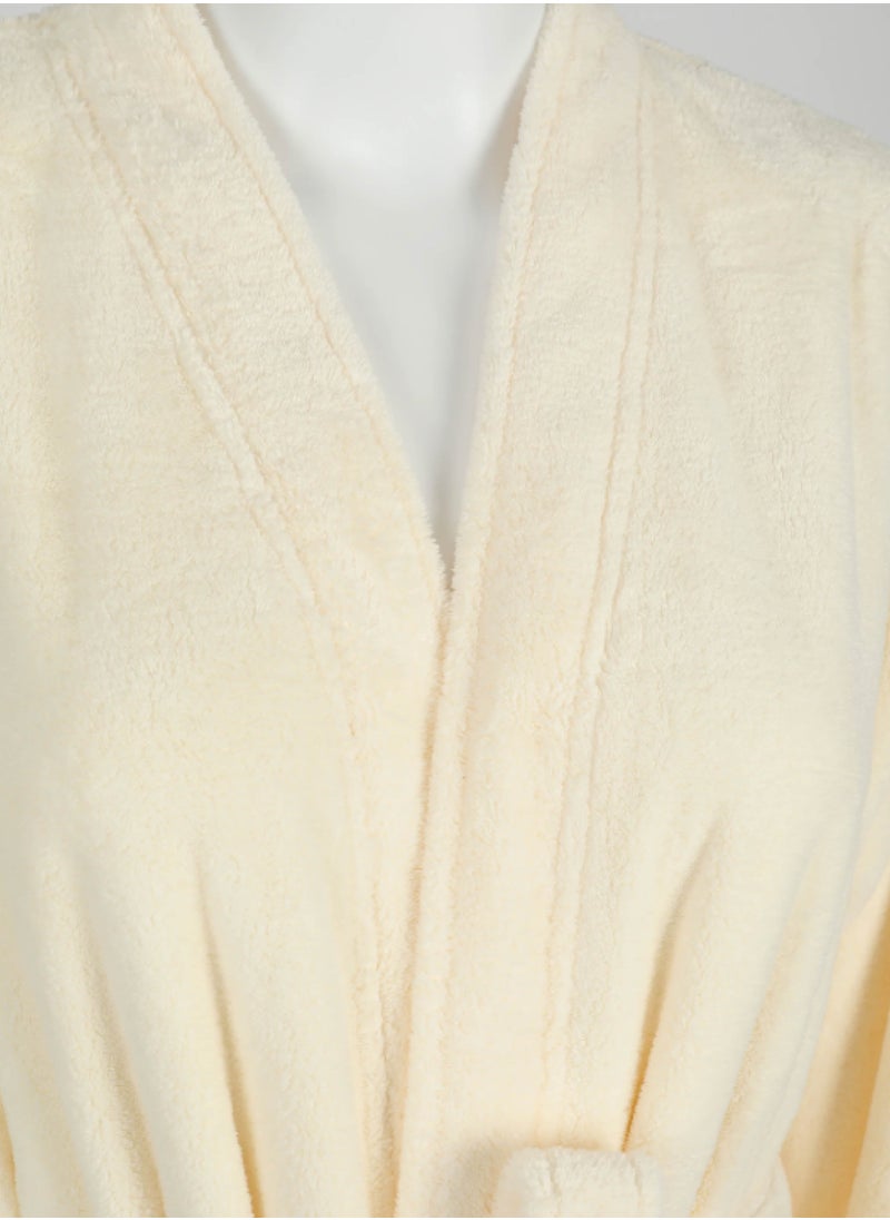 Luxury Bathrobes & Loungewear - Dune Beige Bathrobe - Luxurious Oatmeal Adult Bathrobe - High Water Absorption, Ultra-Soft, Lightweight, and Made from Finest Coral Fleece - Trendy Wide Sleeves and Long Length for Everyday Elegance