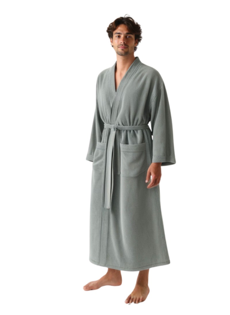 Luxury Bathrobes & Loungewear - Sophisticated Dark Grey Adult Bathrobe - High Water Absorption, Ultra-Soft, Lightweight, and Made from Finest Coral Fleece - Stylish Wide Sleeves and Long Length for Superior Relaxation