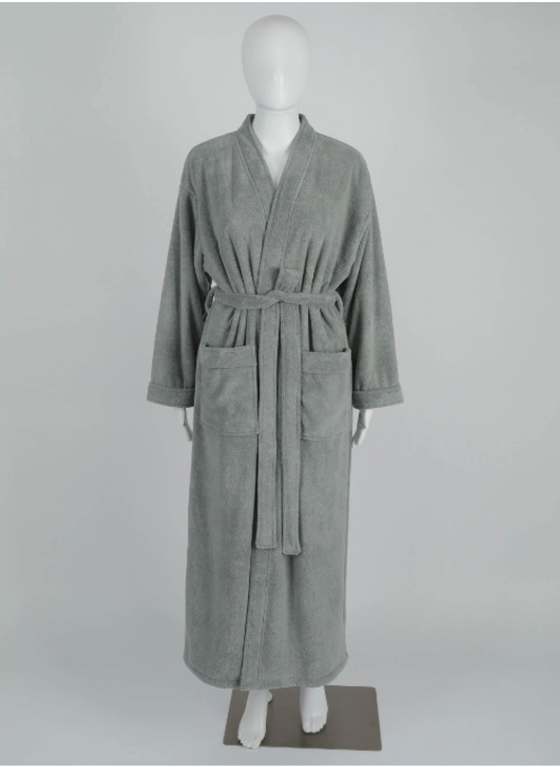 Luxury Bathrobes & Loungewear - Sophisticated Dark Grey Adult Bathrobe - High Water Absorption, Ultra-Soft, Lightweight, and Made from Finest Coral Fleece - Stylish Wide Sleeves and Long Length for Superior Relaxation