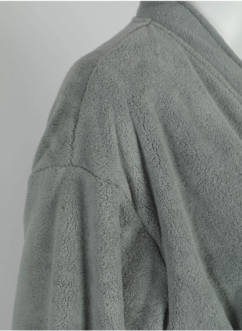 Luxury Bathrobes & Loungewear - Sophisticated Dark Grey Adult Bathrobe - High Water Absorption, Ultra-Soft, Lightweight, and Made from Finest Coral Fleece - Stylish Wide Sleeves and Long Length for Superior Relaxation