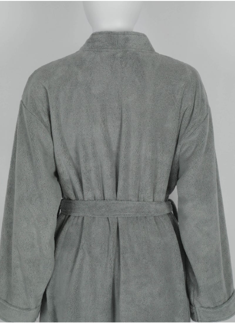 Luxury Bathrobes & Loungewear - Sophisticated Dark Grey Adult Bathrobe - High Water Absorption, Ultra-Soft, Lightweight, and Made from Finest Coral Fleece - Stylish Wide Sleeves and Long Length for Superior Relaxation