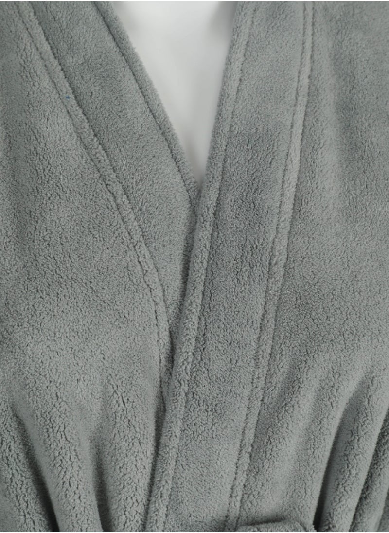 Luxury Bathrobes & Loungewear - Sophisticated Dark Grey Adult Bathrobe - High Water Absorption, Ultra-Soft, Lightweight, and Made from Finest Coral Fleece - Stylish Wide Sleeves and Long Length for Superior Relaxation