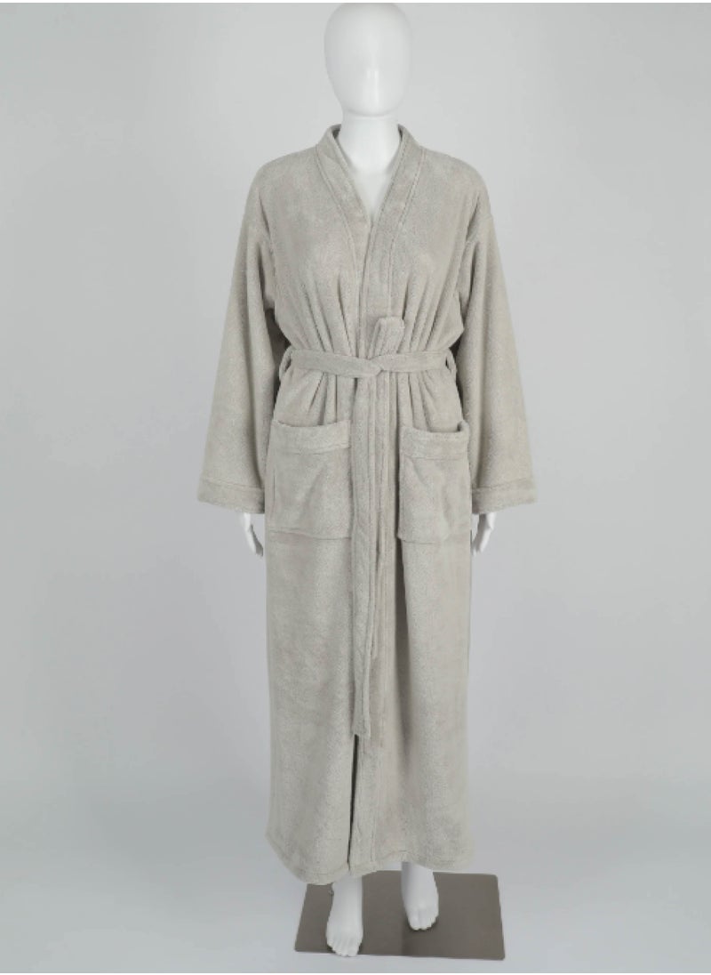 Luxury Bathrobes & Loungewear - Ultra-Soft & Stylish Comfort - Elegant Light Grey - Elegant Light Grey Adult Bathrobe - High Water Absorption, Ultra-Soft, Lightweight, and Made from Finest Coral Fleece - Modern Design with Wide Sleeves and Long Length for Maximum Comfort