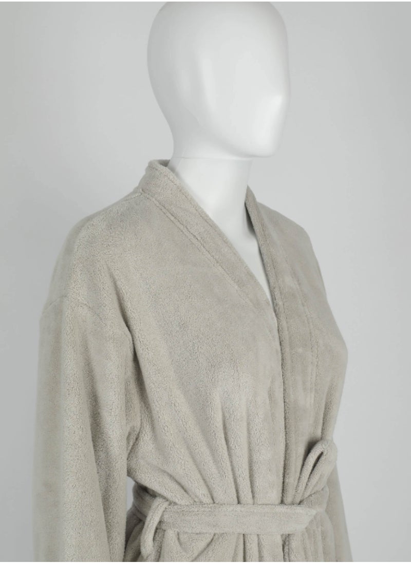 Luxury Bathrobes & Loungewear - Ultra-Soft & Stylish Comfort - Elegant Light Grey - Elegant Light Grey Adult Bathrobe - High Water Absorption, Ultra-Soft, Lightweight, and Made from Finest Coral Fleece - Modern Design with Wide Sleeves and Long Length for Maximum Comfort