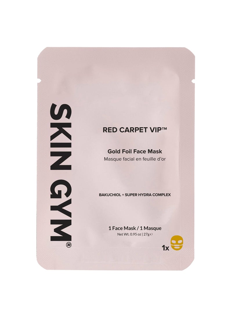 SKIN GYM Gold Foil Face Mask  With Bakuchiol and Super Hydra Complex With Sodium Hyaluronate and Amino Acids Soothing Anti Aging Depuffing and Anti Wrinkle 1 Pack