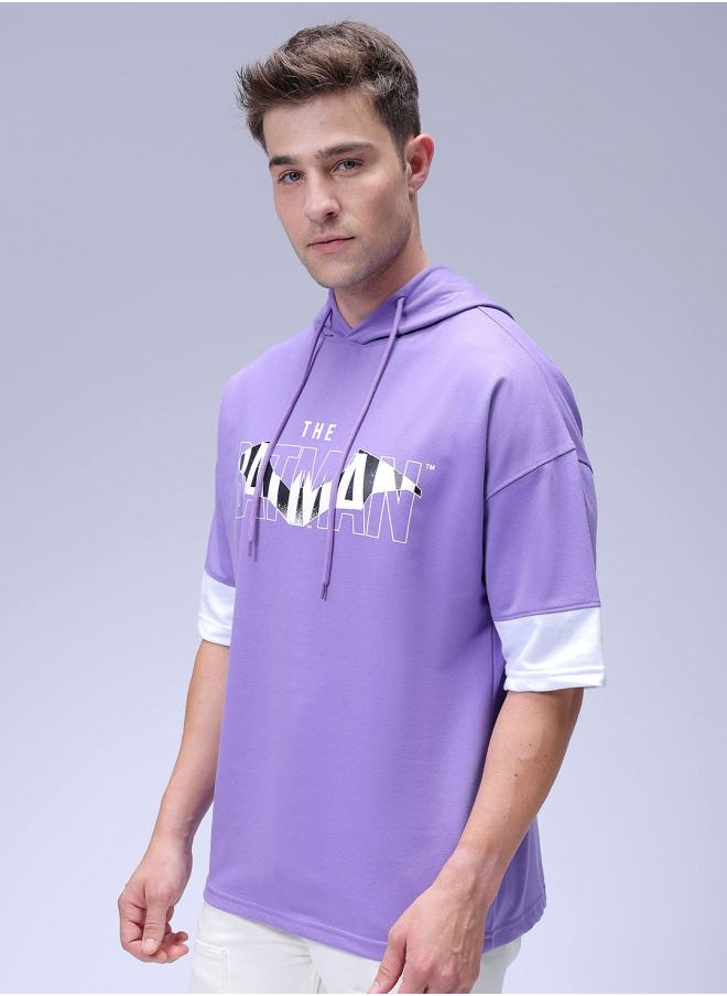 Men Oversized Batman Overhead Hooded Sweatshirt