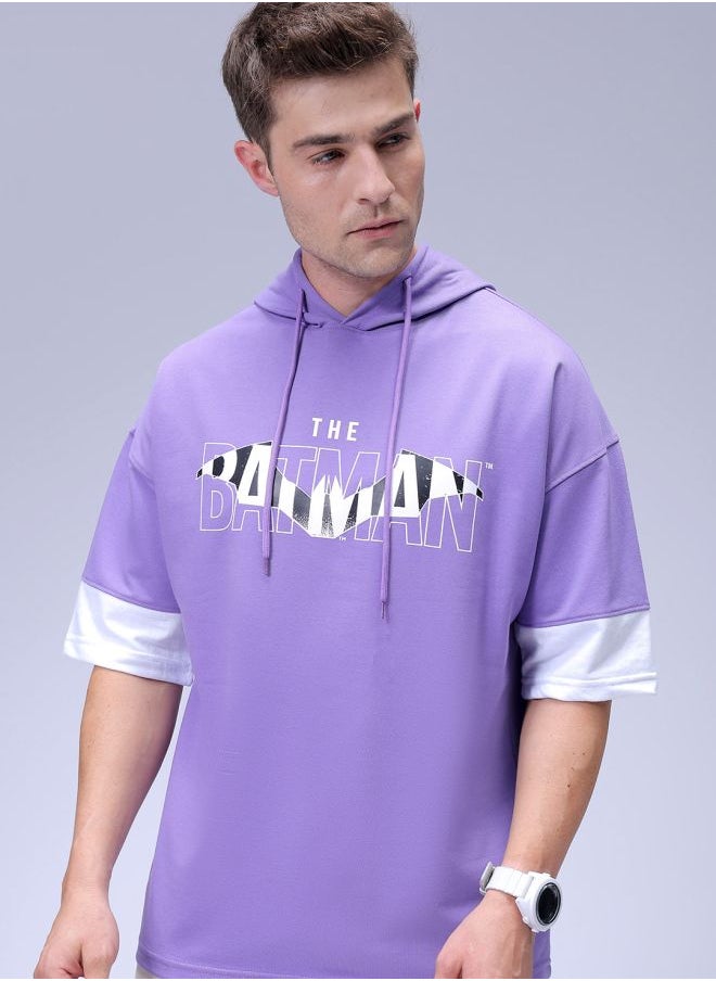 Men Oversized Batman Overhead Hooded Sweatshirt
