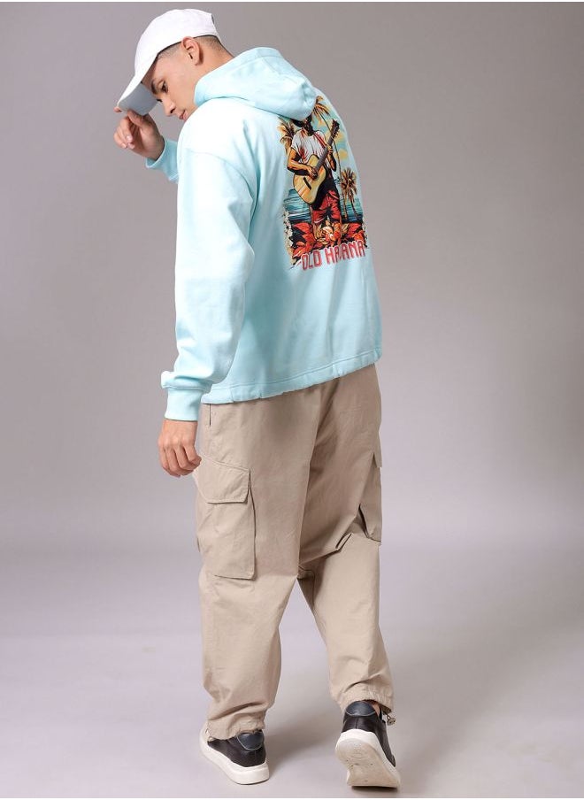 Men Oversized Placement Print Overhead Hooded Sweatshirt