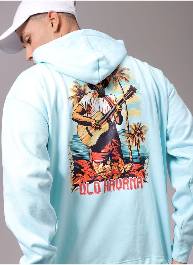 Men Oversized Placement Print Overhead Hooded Sweatshirt