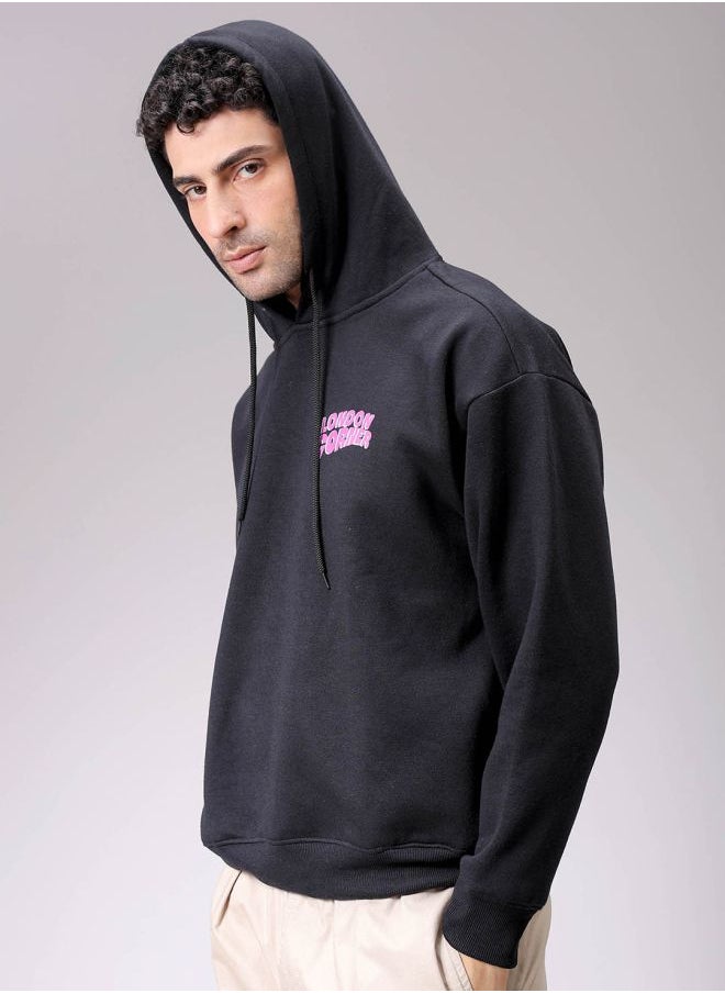 Men Relaxed Fit Placement Print Overhead Hooded Sweatshirt