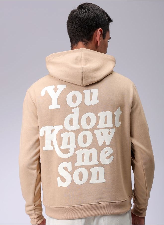 Men Regular Fit Placement Print Overhead Hooded Sweatshirt