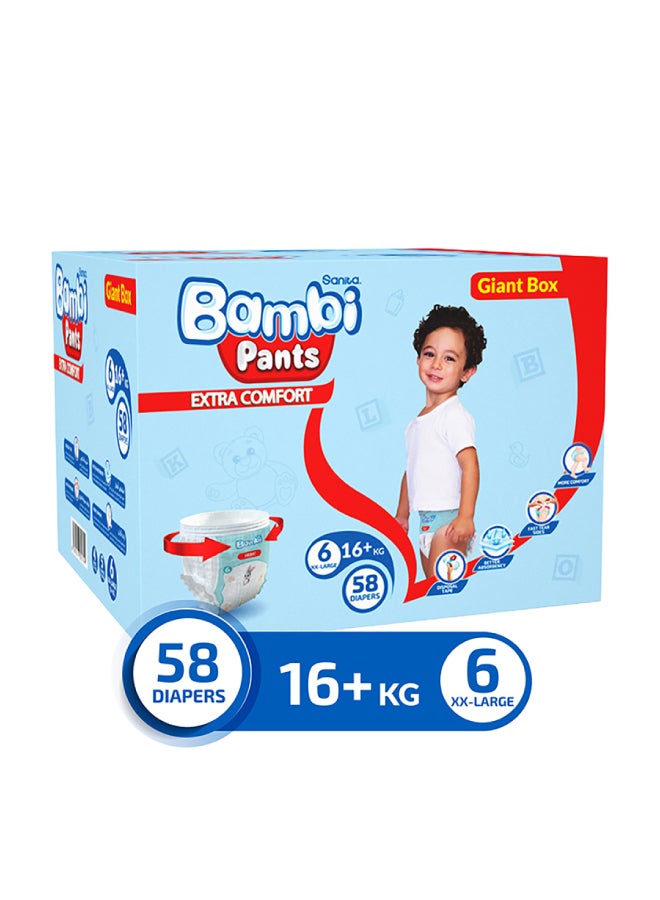 Pants Giant Box Size 6, Xx Large +16 Kg, 58 Count