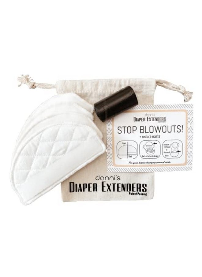 Danni's Diaper Extenders - Includes 4 Reusable and Absorbent Diaper Extender Pads - Attaches to ANY diaper! - Prevents Diaper Blowouts - Comfortable and Effective. (Reusable!) Diapering Peace of Mind!