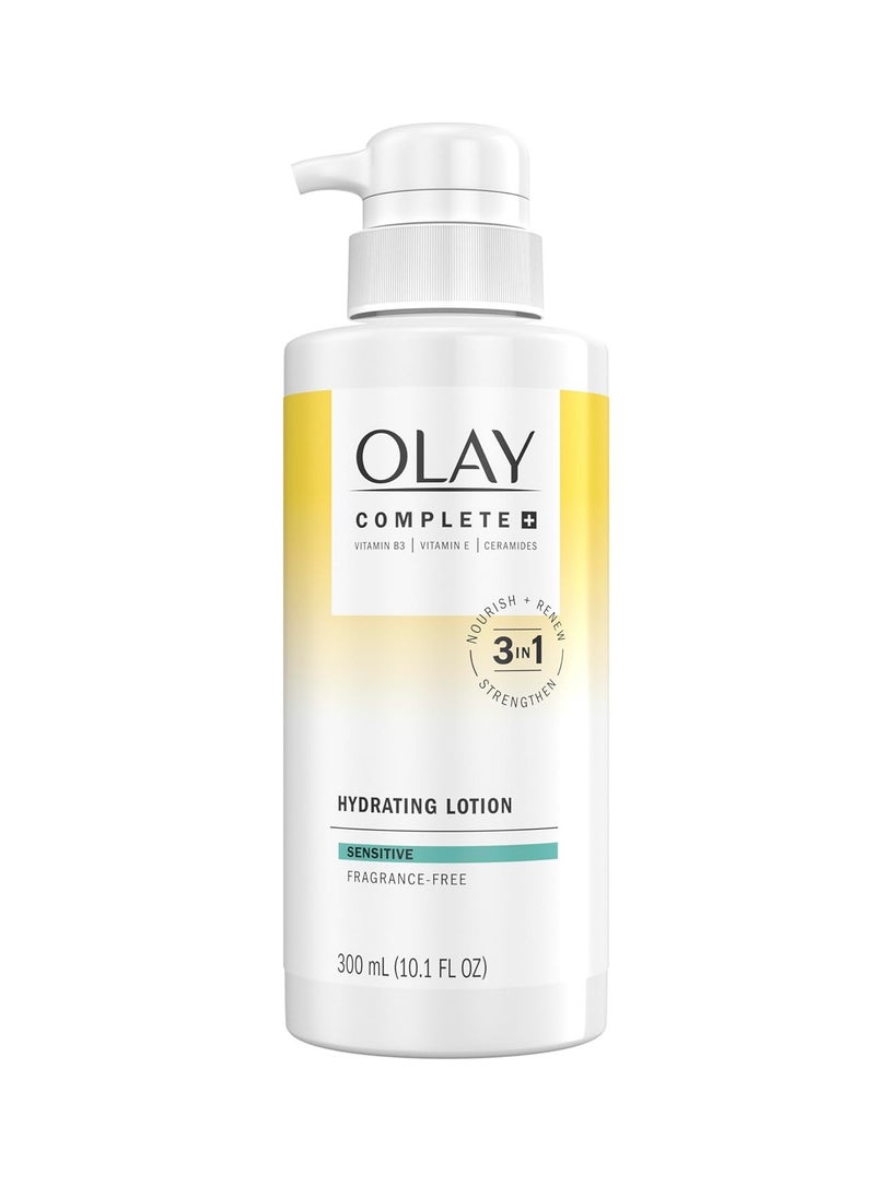 Olay Complete+ Hydrating Lotion Fragrance-Free, 10.1 FL OZ, 3-in-1 Nourishing Face Moisturizer for All Skin Types with Vitamin B3, Vitamin E, and Ceramides