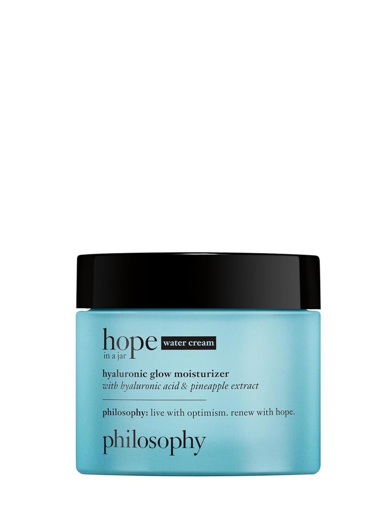 philosophy hope in a jar glow water cream face moisturizer - with hyaluronic acid & pineapple extract provides 72-hour hydration & primes skin for makeup 2 fl oz