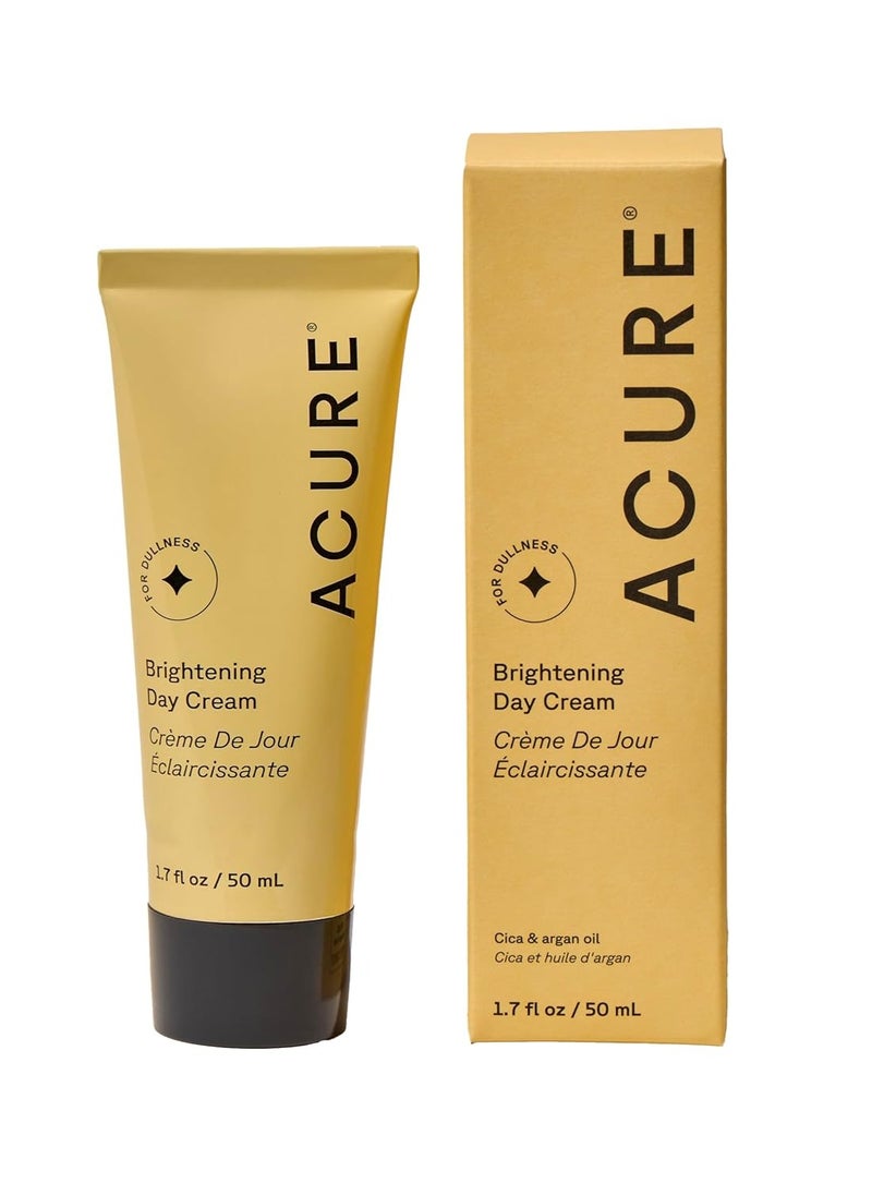 Acure Brightening Day Cream - Radiant Skin Day Cream with Cica & Argan Oil - Moisturizes, Evens Tone - 100% Vegan Formula - All Skin Types - Soothing & Nourishing Ingredients - 1.7 Fl Oz