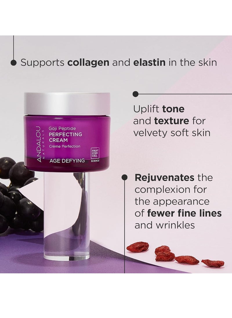Andalou Naturals Goji Peptide Perfecting Cream, Age Defying Face Cream, Resveratrol CoQ10 Face Moisturizer, Supports Skin Collagen and Elastin & Helps Fight Fine Lines & Wrinkles, 1.7 fl oz