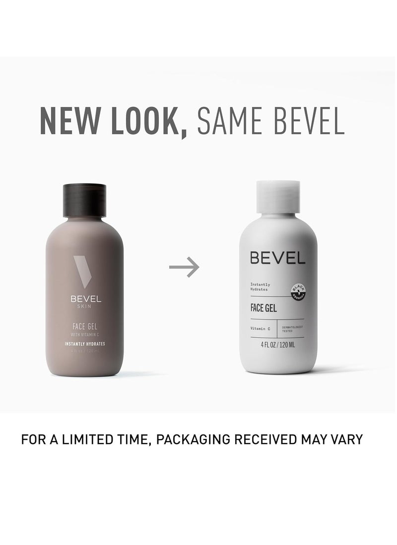 Bevel Face Moisturizer for Men with Vitamin C and Tea Tree Oil, Clear, Lightweight Face Lotion Gel, Improves Dry, Oily and Sensitive Skin, 4 Fl Oz (Packaging May Vary)