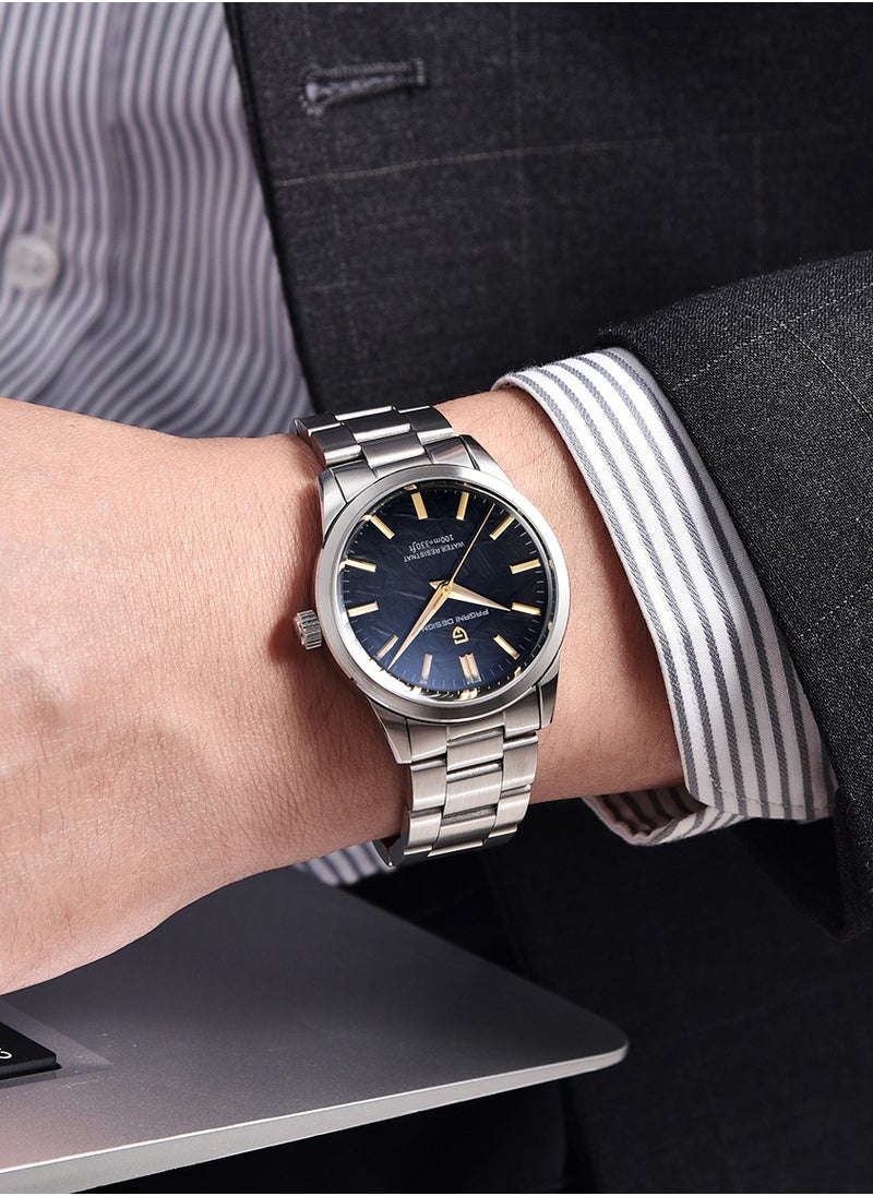 New Men's Quartz Watches, High-Quality Imported Movement, Stainless Steel Frame With Unique Meteorite Black Surface And Golden Hands, Luxurious And Fashionable PD1734