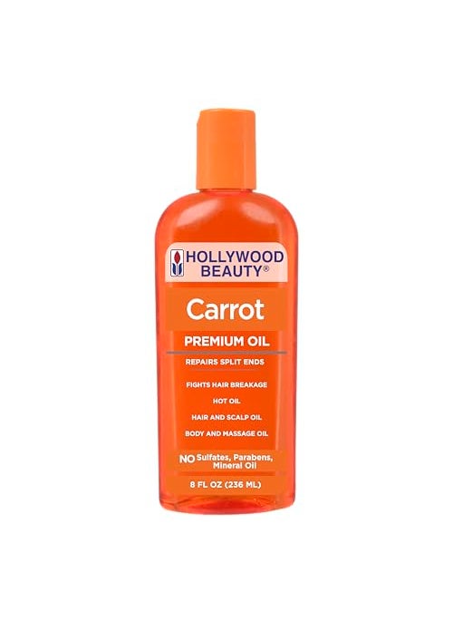 Hollywood Beauty Carrot Hair Oil 8oz Bottle Hair Scalp Skin Nail  Massage Oil Helps Repair Damaged Hair  Skin Can be Used as a Hot Oil Treatment