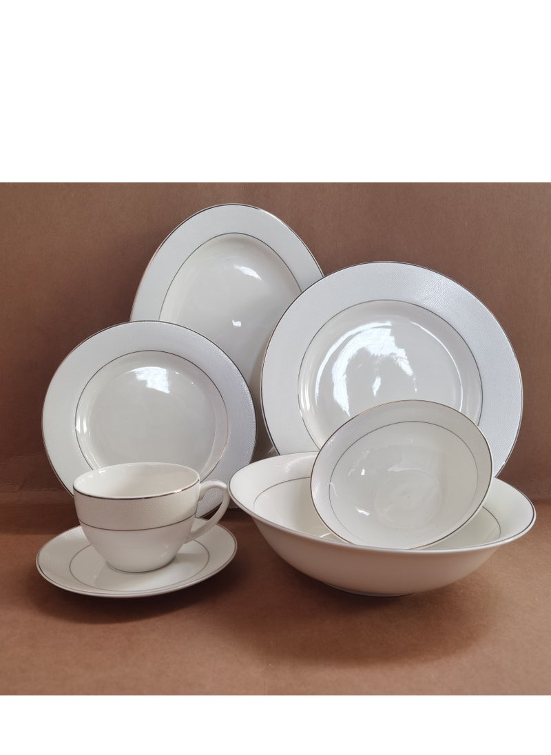 Shallow New Bone China Dinner Set - Java, 32 Pieces, White