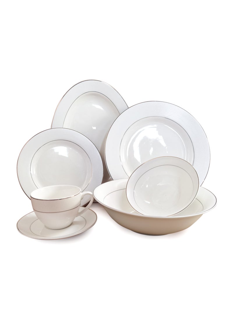 Shallow New Bone China Dinner Set - Java, 32 Pieces, White