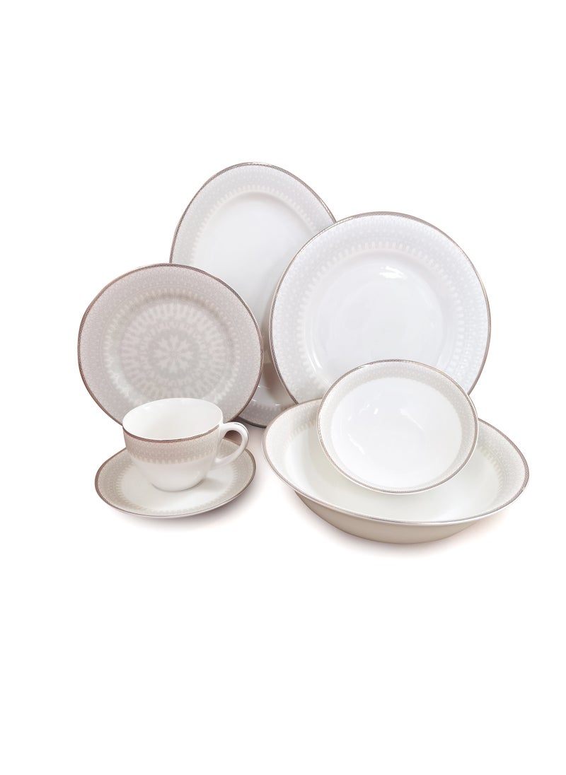 Shallow New Bone China Dinner Set - Suzy, 32 Pieces, White