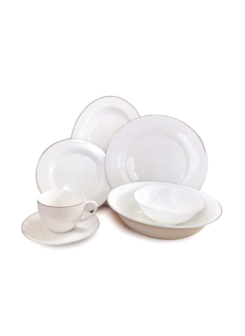 Shallow New Bone China Dinner Set - Elan, 32 Pieces, White