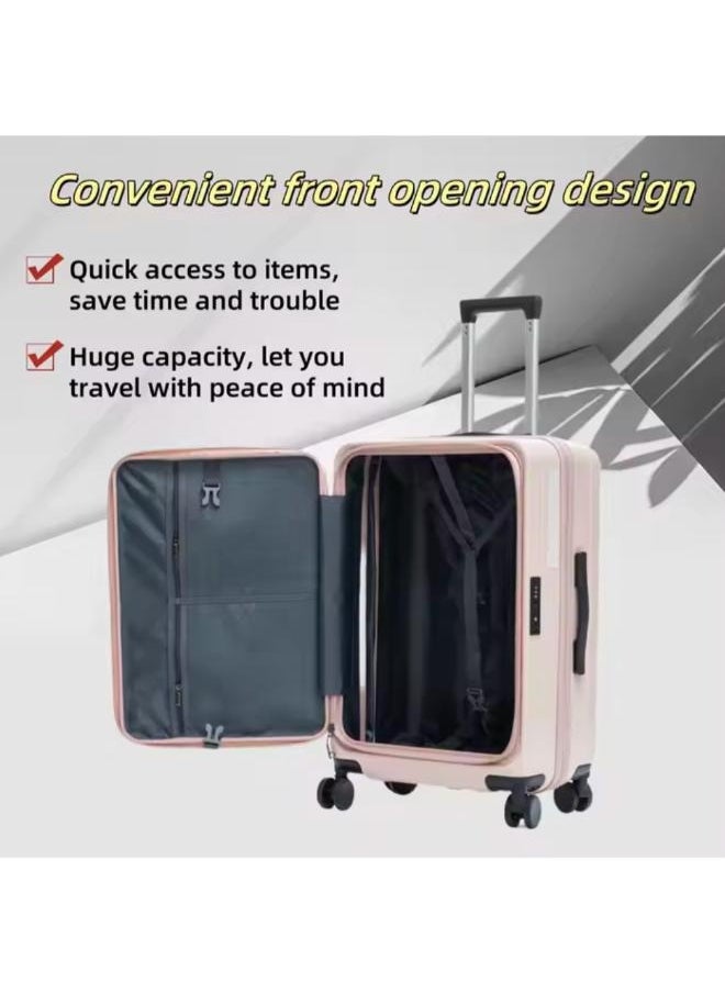 24inch Expandable Large Capacity Checked Luggage Durable Anti-Theft Front Opening Cover Spinning Wheels TSA Lock Approved