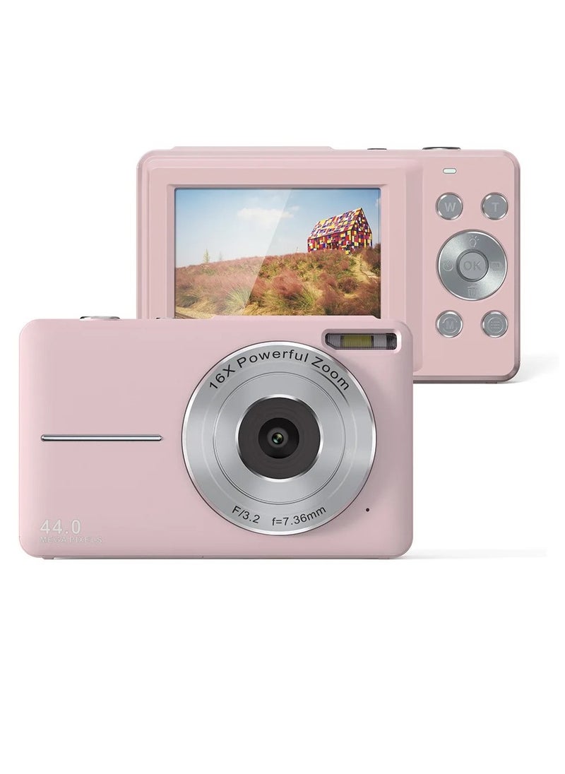 1080P HD Digital Pocket Camera. 44mp Compact Lightweight Video Camera, Anti Shake Multifunctional Action Camera, Durable Sports Camera For Photography And Videography, (1pc, Pink With Auto Focus)