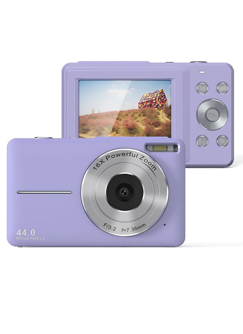 1080P HD Digital Pocket Camera. 44mp Compact Lightweight Video Camera, Anti Shake Multifunctional Action Camera, Durable Sports Camera For Photography And Videography, (1pc, Purple)