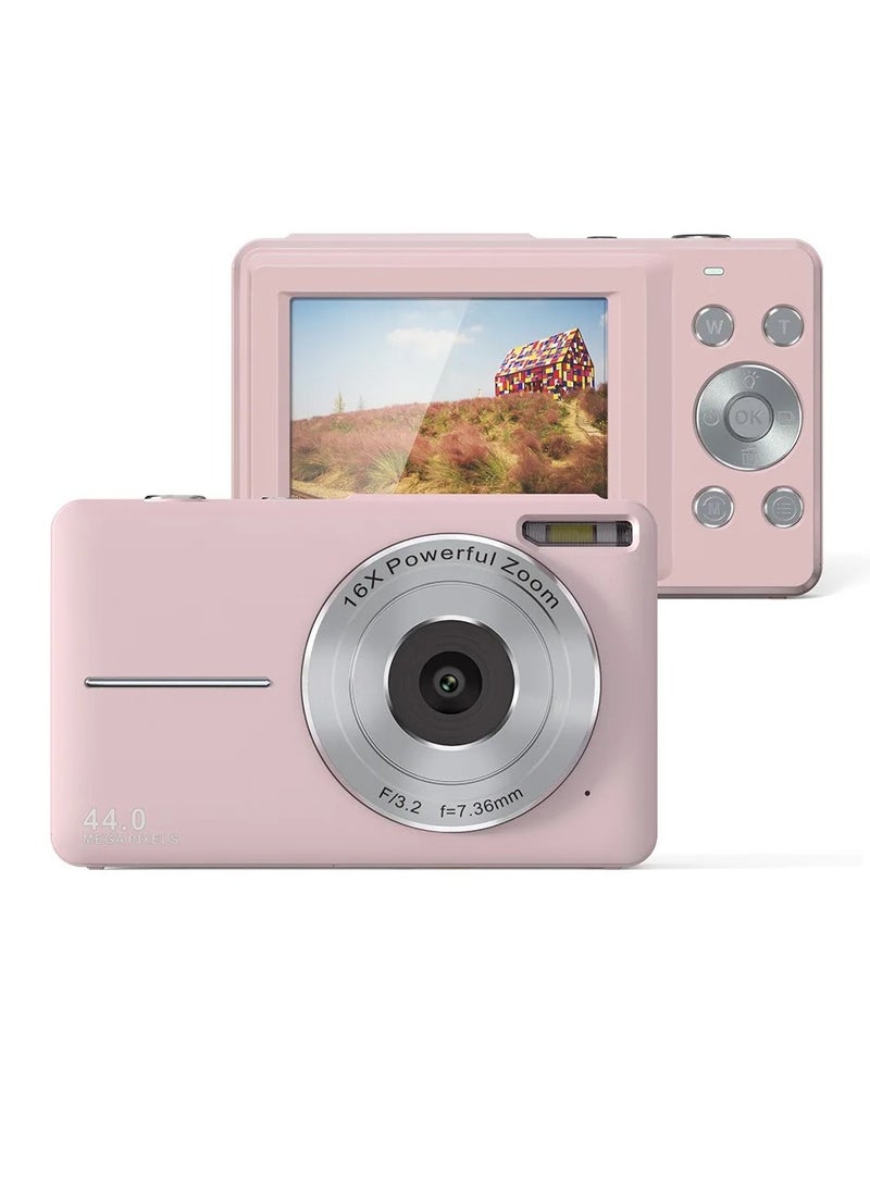 1080P HD Digital Pocket Camera. 44mp Compact Lightweight Video Camera, Anti Shake Multifunctional Action Camera, Durable Sports Camera For Photography And Videography, (1pc, Pink)