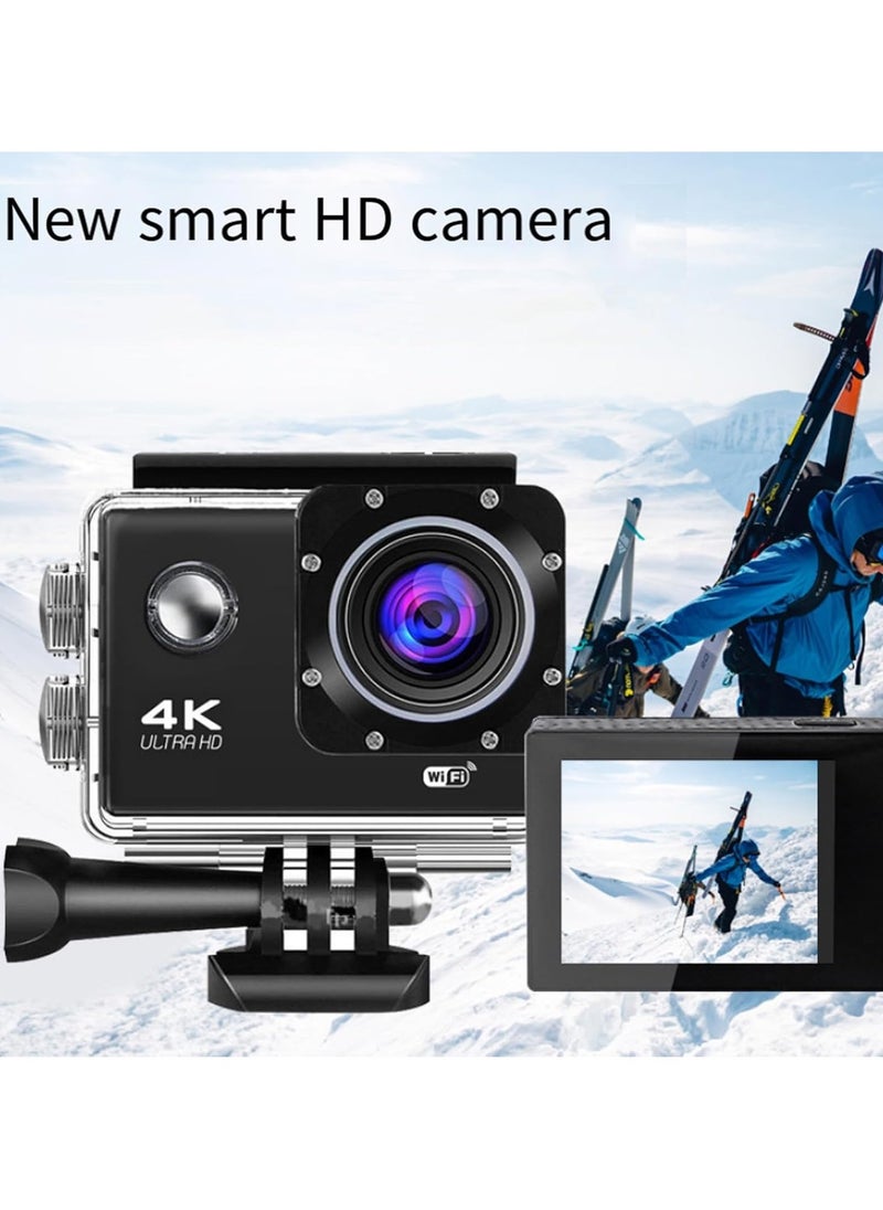 4K Action Camera, Outdoor Waterproof Sports Camera, IPS Real Color Touchscreen Photography Camera, Adjustable View Angle WIFI Camera With Time Lapse Slow Motion, (1pc, White)