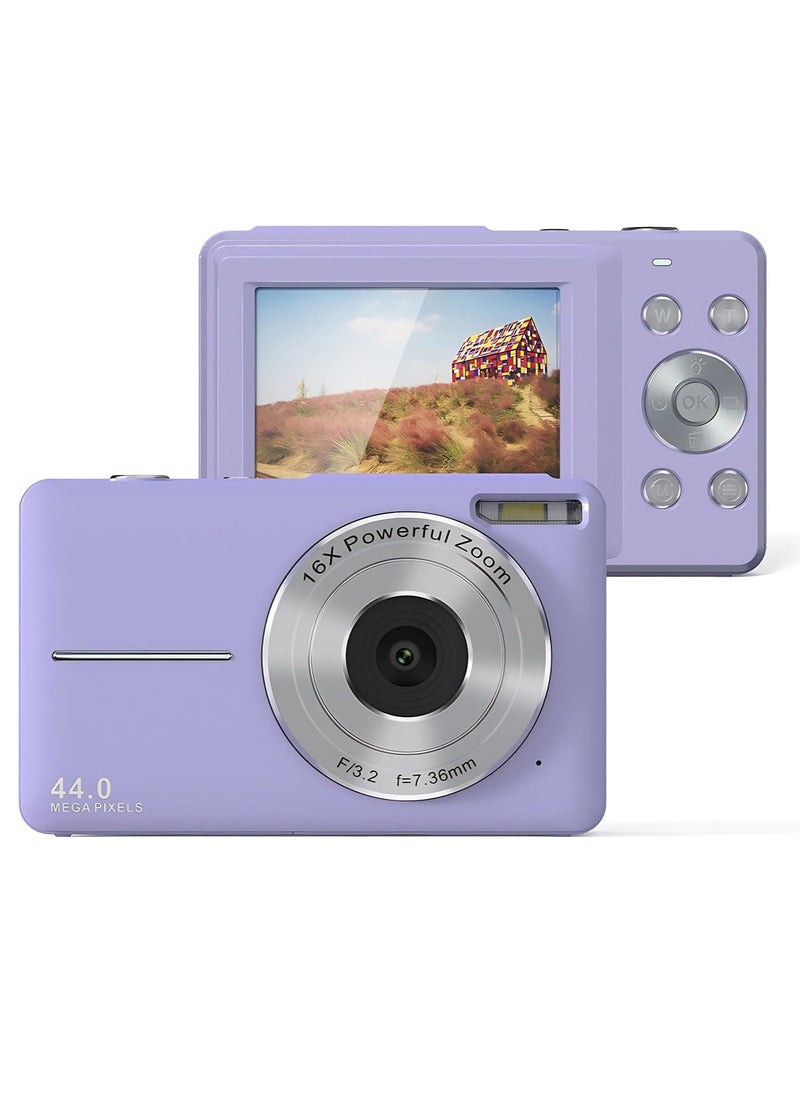 1080P HD Digital Pocket Camera. 44mp Compact Lightweight Video Camera, Anti Shake Multifunctional Action Camera, Durable Sports Camera For Photography And Videography, (1pc, Purple With Auto Focus)