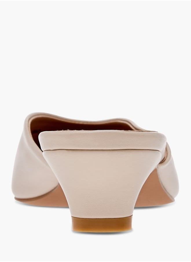 Women's Solid Pointed Toe Slip-On Mules with Kitten Heels