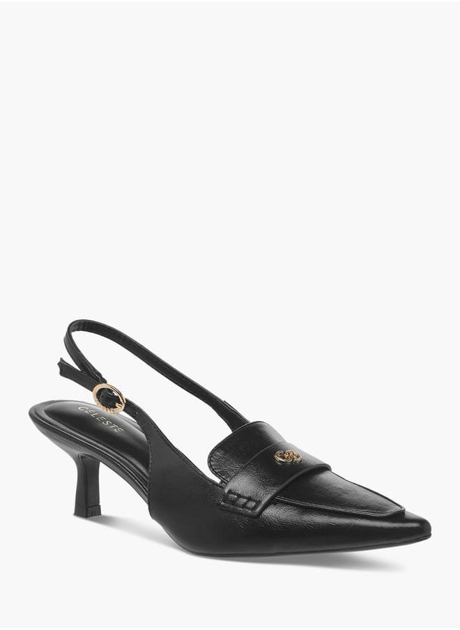 Women's Logo Detail Slingback Shoes with Buckle Closure