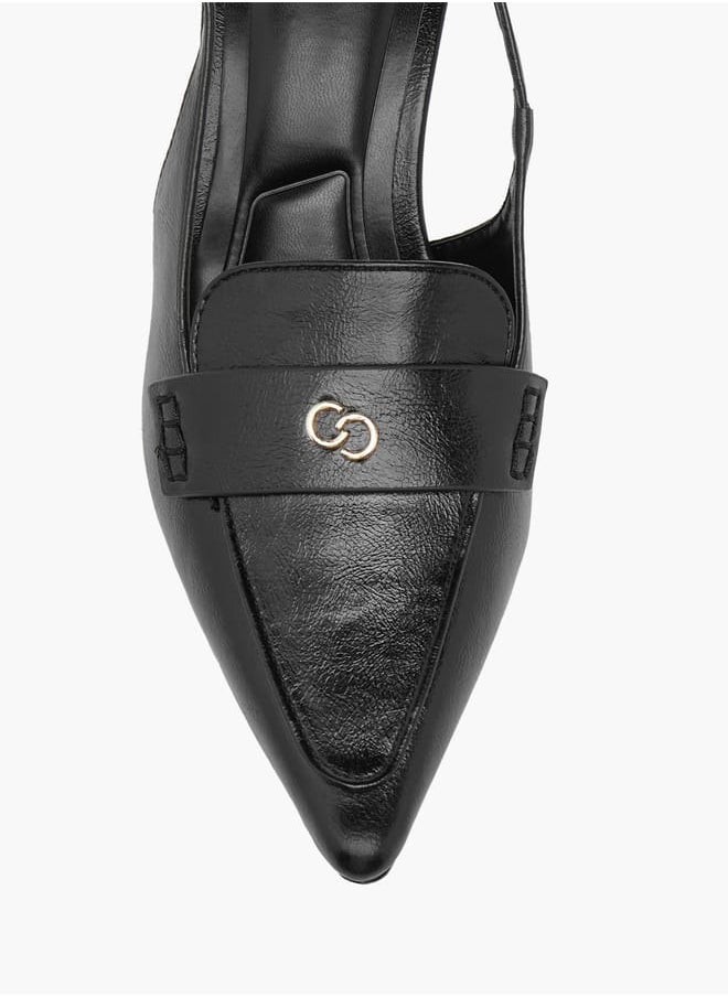 Women's Logo Detail Slingback Shoes with Buckle Closure