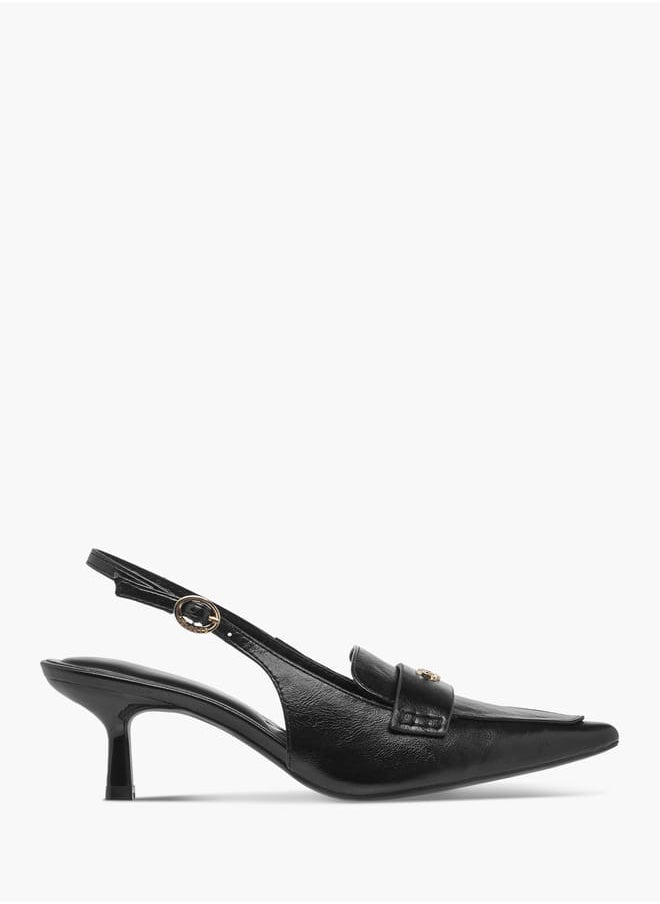 Women's Logo Detail Slingback Shoes with Buckle Closure