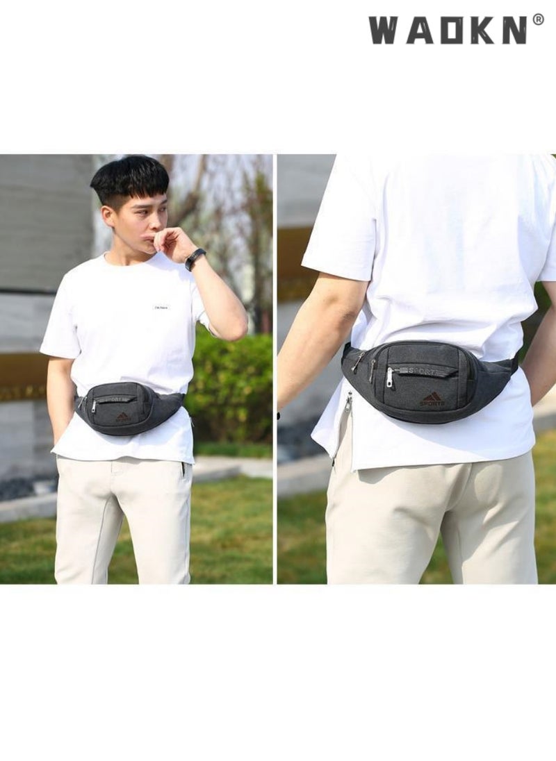 Sports Waist Bag Unisex PackWater Proof Pack and Wear, Waterproof 4 Zip Pockets Fanny Pack Running Waist Pack Bag Adjustable Belt Waistpacks for Outdoors Running Marathon Gym Cycling Black