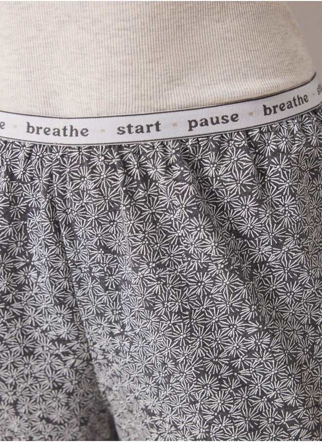 Long trouser with green flower print