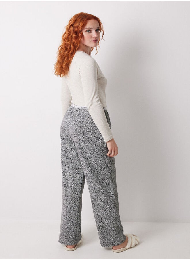 Long trouser with green flower print